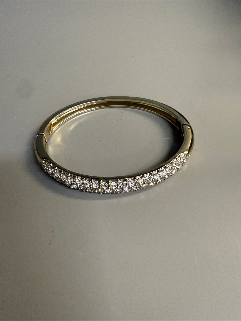 Avon Gold Tone Crystal Pavé Bangle Bracelet Hinged - Women's Jewelry